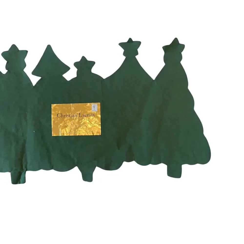 Christian Lacroix Christmas Tree Beaded Table Runner Centerpiece 13x36 Green NEW